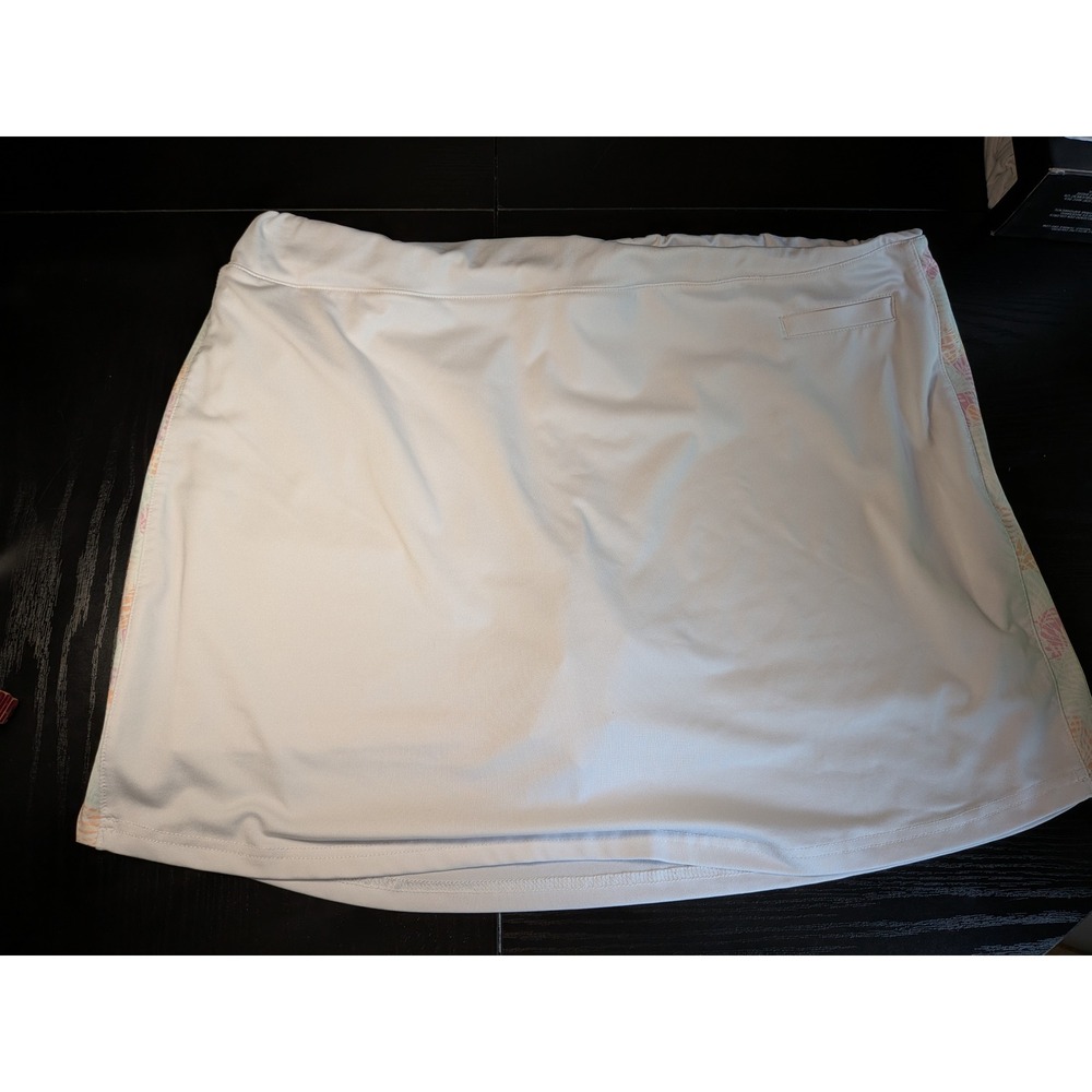 Pebble Beach Dry-Luxe Performance Golf Skort White Tropical Trim Womens XL